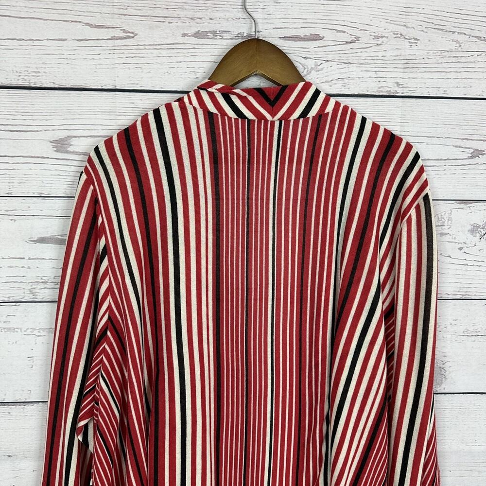 Maggie‎ Barnes Cardigan Sweater Womens 3x Red Open Knit Long Sleeve Stripe - Picture 5 of 13